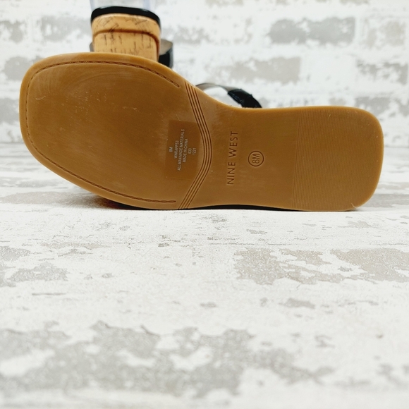 NEW NINE WEST Women's Rapps3 Black Summer Strappy Wedge Sandals K671 - Picture 8 of 13